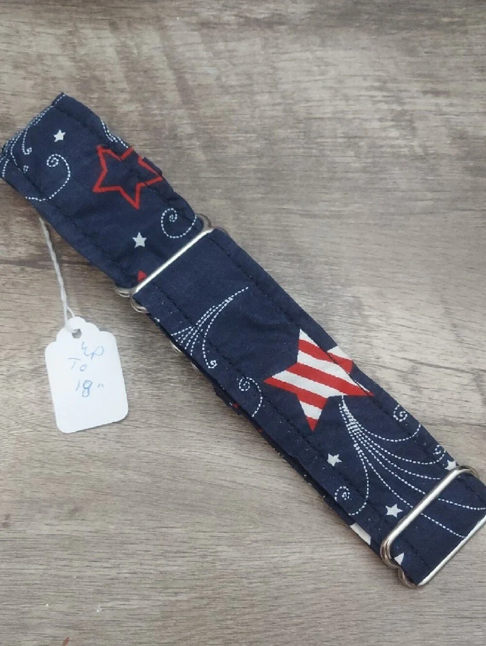 Custom Martingale Dog Collar Fourth of July Patriotic Stars Navy Whippet 1.5